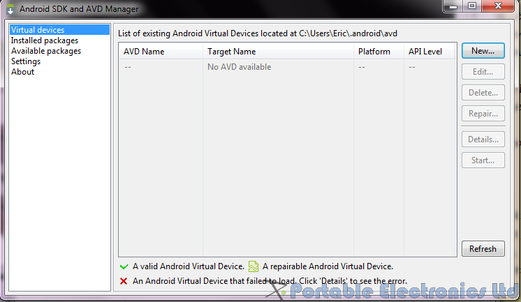 Android SDK AVD