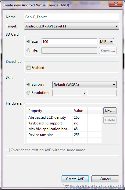 Android SDK new AVD